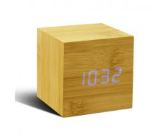 Gingko GK08B11 Click Clock Réveil Cube Effet Hêtre LED Bleu