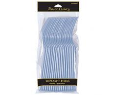 Amscan 4549-108 Fourchettes en plastique - Bleu pastel - Lot de 20