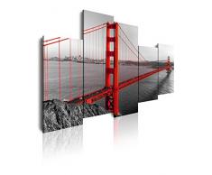 Dekoarte 126 - Tableau moderne sur toile montÃ© sur cadre en bois 5 piÃ¨ces, San Francisco Golden Gate, 150x100cm