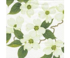 Caspari Lot de 20 Serviettes de Table en Papier Motif Ã Fleurs Blanc