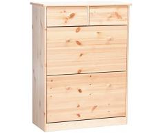 König & Meyer 1781880019000N Meuble à Chaussures Mario 103 x 78 x 35 cm, pin Massif, Bois Naturel Verni