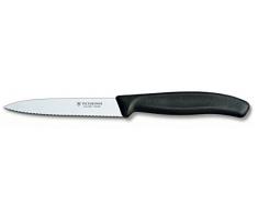 Victorinox 6.7733 Couteau dâOffice avec Lame Pointue/Tranchant denté, Acier Inoxydable, Noir, 30 x 5 x 5 cm