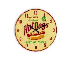 Zep GP34 Horloge Murale en Verre Luton, Beige, Rouge, Jaune, 34 x 34 x 3,5 cm