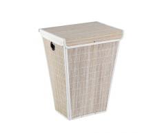 Wenko 22100100 Coffre à Linge En Bambou/ Plastique Blanc 47 x 35 x 60 cm