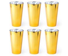 eBuyGB Verre Ã vin en mÃ©tal argentÃ© pour boire du jus deau et du vin 480 ml, Verre, dorÃ©, Lot de 6