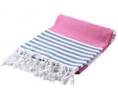 Cacala - Serviettes de Bain de la série Peshtemal - Serviettes de Bain Turc - Hammam, Coton, Rose, 37 x 70-inch