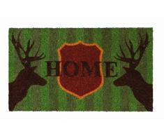 Young Generation YH 101450 Paillasson en Coco Shoe Max avec Dessous avec revÃªtement Anti-dÃ©rapant en PVC, Motif Home Marron/Vert/Ã©bÃ¨ne 74 x 44 cm