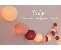 CREATIVECOTTON Guirlande Lumineuse, Boules de Coton avec Mode Timer et Mode Veilleuse (Jardin de Roses, 35 boules)
