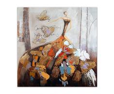 Arte Dal Mondo AS335X1 Dame avec Papillons Tableau Modern Peint Ã la Main sur Toile avec Chassis, Acrylique, Multicolore, 100 x 3,5 x 100 cm