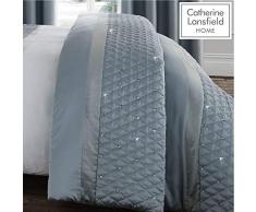 Catherine Lansfield Parure de lit Ã Paillettes, Polyester, Bleu Canard, Couvre-lit