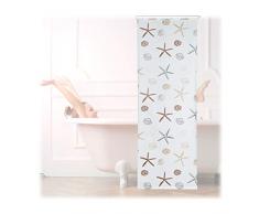 Relaxdays 10026667_1051 Ocean, 80x240 cm, Rideau de douche, baignoire bain store, fixation plafond, semi-transparent, PVC, plastique, aluminium, 240 x 80 x 5 cm