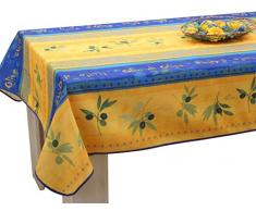 Le linge de Jules Nappe Anti-Taches Olivo Bleu - Taille : Carrée 150x150 cm