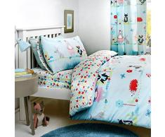 Bedlam Animal Friends Parure de lit, 52% Polyester / 48% Coton, Bleu Canard, Duvet Cover Set: Double