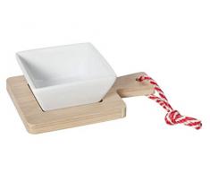 COSY & TRENDY 4394696 Coupelle apéro céramique + Plateau Bamboo, 14x10xh4,2 cm