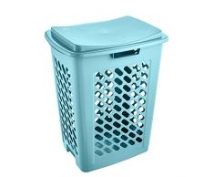 keeeper Panier Ã Linge avec Couvercle Rabattable, Design AjourÃ©, 60Â L, Piet, Bleu Clair