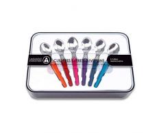 Laguiole ÃvolutionÂ® - Coffret de 6 cuillÃ¨res Ã expresso en acier inoxydable - Petites cuillÃ¨res spÃ©ciales verrines manche en ABS couleurs panachÃ©es multicolores - Set de couverts de table