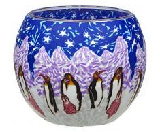 Him CC203 photophore Verre Pingouins, Multicolore, 11x11x9 cm