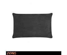 ZONS Coussin Design Look Velours 40x60cm + Rembourrage 480g Coussin Voiture Coussin canapé Oreiller (4 Couleurs à Choisir) (Noir)