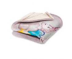 Emoji Sweet Dreams Couverture Polaire pour Enfants, Polyester, Gris, 1Â Place, 140Â x 95Â x 2Â cm