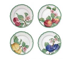 Villeroy & Boch French Garden Modern Fruits Assiette pour le petit dÃ©jeuner, Lot de 4, 21 cm, Porcelaine Premium, Blanc/Multicolore