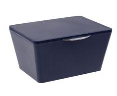 WENKO 22519100 Boîte de Rangement avec Couvercle Brasil, Incassable, TPE, 19 x 10 x 15,5 cm, Bleu Foncé