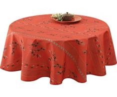 Le linge de Jules Nappe Anti-Taches Olivette Rouge - Taille : Ovale 150x240 cm