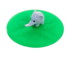Lurch 210937 Couvercle de Tasse My lid-ÃlÃ©phant de Vie Sauvage 8 pcs, Silicone, Multicolore, 20 x 15 x 10 cm