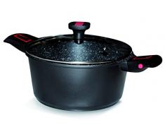 Baumalu 383606 Faitout avec Couvercle 28 cm Granit Pro, Aluminium forgÃ©, Noir