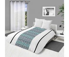 Intemporel Wax Couette ImprimÃ©e, Polyester, Bleu, 240x220 cm