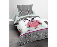 TODAY Happy Boy Parure HC1 : Housse de Couette Panda 140x200 + 1 Taie dOreiller 100% Coton, (57 Fils), Noir/Blanc/Rose, 140x200 cm