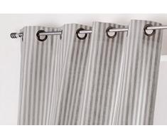 Linder 0515/BG/375FR Rideau Rayures Polyester/Coton Blanc/Gris 135 x 265 cm