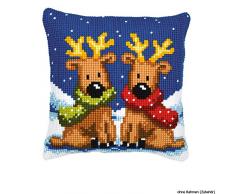 Kit coussin au point de croix Joyeux rennes
