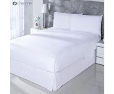 DHestia Hosteleria Parure de lit en Coton mÃ©langÃ© avec Drap Plat, Drap-Housse et taies doreiller pour lit de 105 x 190/200 cm Blanc