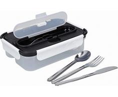 Built Bento Lunch Box avec Couverts, Plastique, Noir/Blanc, 23.5 x 17 x 6.5 cm