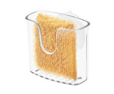 iDesign porte éponge cuisine, petit support éponge avec ventouse en plastique, accessoire cuisine pour éponge ou grattoir, transparent