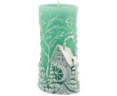 Magic Candle World Candles Bougie Noël Peint Main, cire de paraffine, menthe, 11,5 x 11,5 x 18 cm