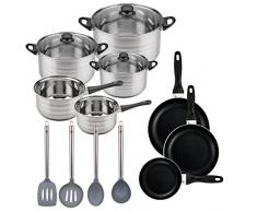 San Ignacio PK668 Set de Batterie de Cuisine, Acier Inoxydable, Chromé, 44 x 35 x 32 cm