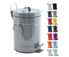 MSV Poubelle à pédale, Gris Unique