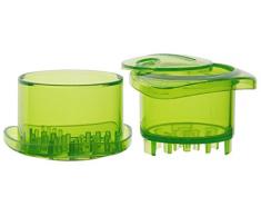 Fackelmann 45582 Hachoir à ail, hachoir pour ail et condiments, vert/transparent, Plastique, 8,5 x 6 x 6 cm