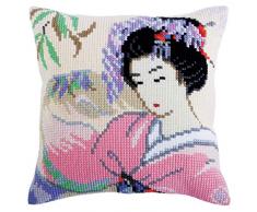 Collection DArt Kit au Point de Croix: Coussin: Japanese Love, Multicolore, 40 x 40 cm