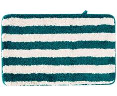 MSV Quito en microfibre Tapis de bain, Blanc/Turquoise , 50Â x 80Â cm