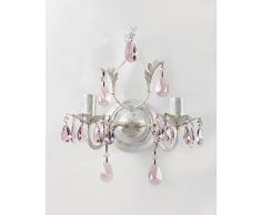 onli Kate Applique, lampe murale en mÃ©tal spennellato or et gouttes en cristal, ivoire et rose