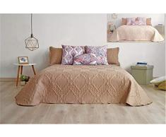 Secaneta Stilia Couvre-lit boutis rÃ©versible Bicolore Ultrasonic Effet 3D pour Printemps Ã©tÃ© (TaupÃ©/Ã©cru, 280 x 270 cm, lit 180) 280 x 270 cm