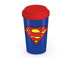 empireposter DC Comics Superman Logo - Travel Mug Tasse CÃ©ramique avec Couvercle Film TV Home CinÃ©ma TV Action - Taille 9 H13,5 cm