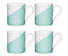Kitchencraft Fine Panneau pour Enfant Spotty-Patterned Tasses, 250Â ML-Green/Blanc (Lot de 4), en Porcelaine, Vert/Blanc, 10.5Â x 7.5Â x 9Â cm