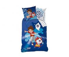 CTI Housse de Couette Yo-Kai Watch Gang Enfant Coton Bleu 140 x 200 cm + Taie 63 x 63 cm