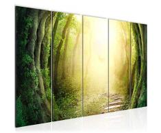 Tableau decoration murale Cerf de la forÃªt 200 x 80 cm - XXL Impression sur Toile Salon Appartment 5 Parties - prÃªt Ã accrocher - 611155a