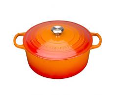 Le Creuset, Cocotte Signature en Fonte Émaillée avec Couvercle, Ø 26 cm, Ronde, Compatible avec Toutes Sources de Chaleur (Induction Incluse), Capacité : 5.3 L, 5.135 kg, Volcanique