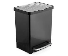 TATAY 1101600 Poubelle à Tri Sélectif 17 + 8 L Plastique Noir 33,5 x 30 x 39 cm
