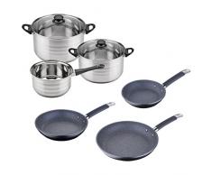 San Ignacio PK683 Set Batterie de Cuisine Sip, de Poêles Forgé 20 cm, Lot de 5, Aluminium, Gris, 51 x 14 x 29 cm